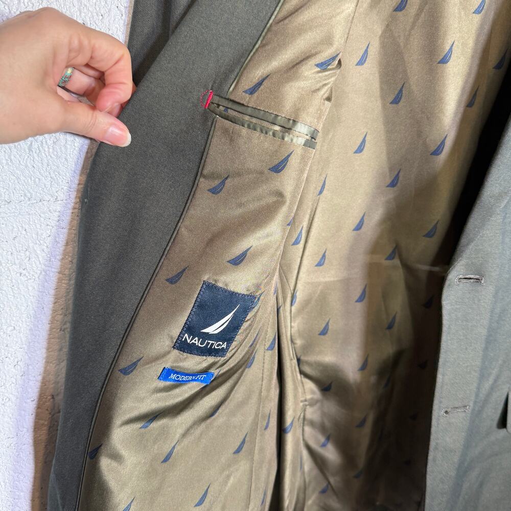 Nautica Men's Modern-Fit Stretch Fall Suit Olive Green  38S 32W $395 - Picture 6 of 16